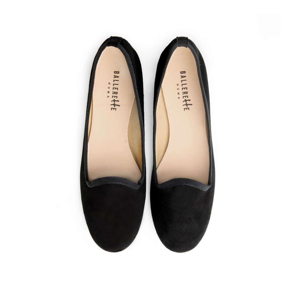 Balerette Black Suede Loafers with Rounded Toe 
US 10, IT 40